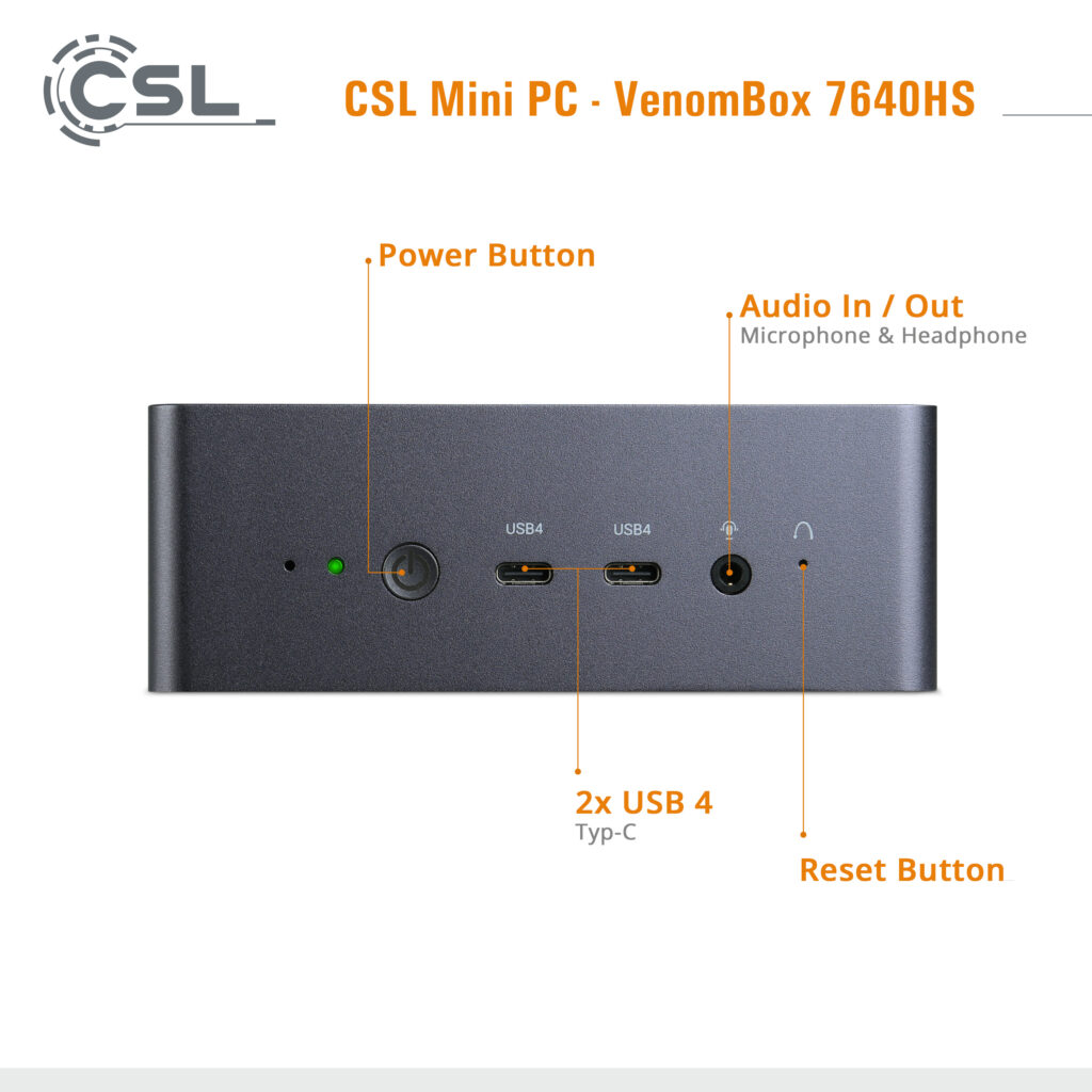 Mini PC: Anschlüsse Front CSL VenomBox