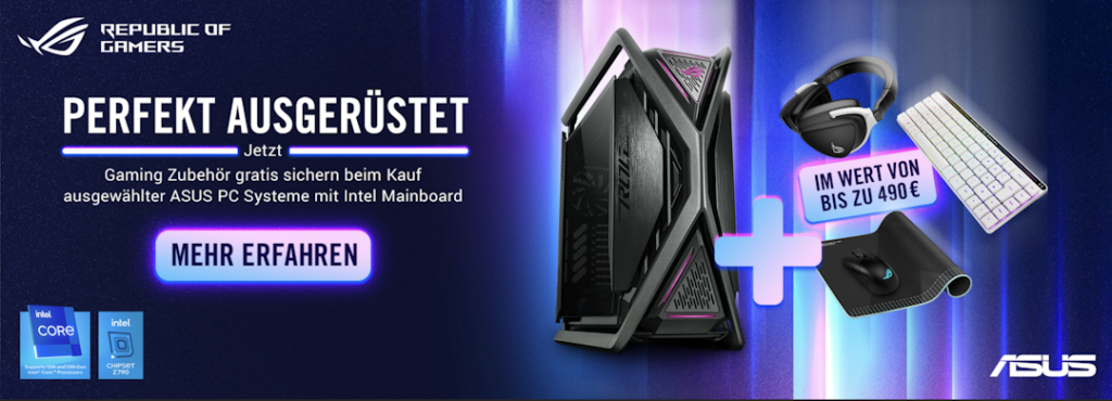 Sichert euch jetzt kostenloses ASUS ROG Gaming Gear beim Kauf eines qualifizierten PC-Systems. Headsets, Mäuse & mehr im Wert von bis zu 490€ gratis! Nur bis 16.04.2025.