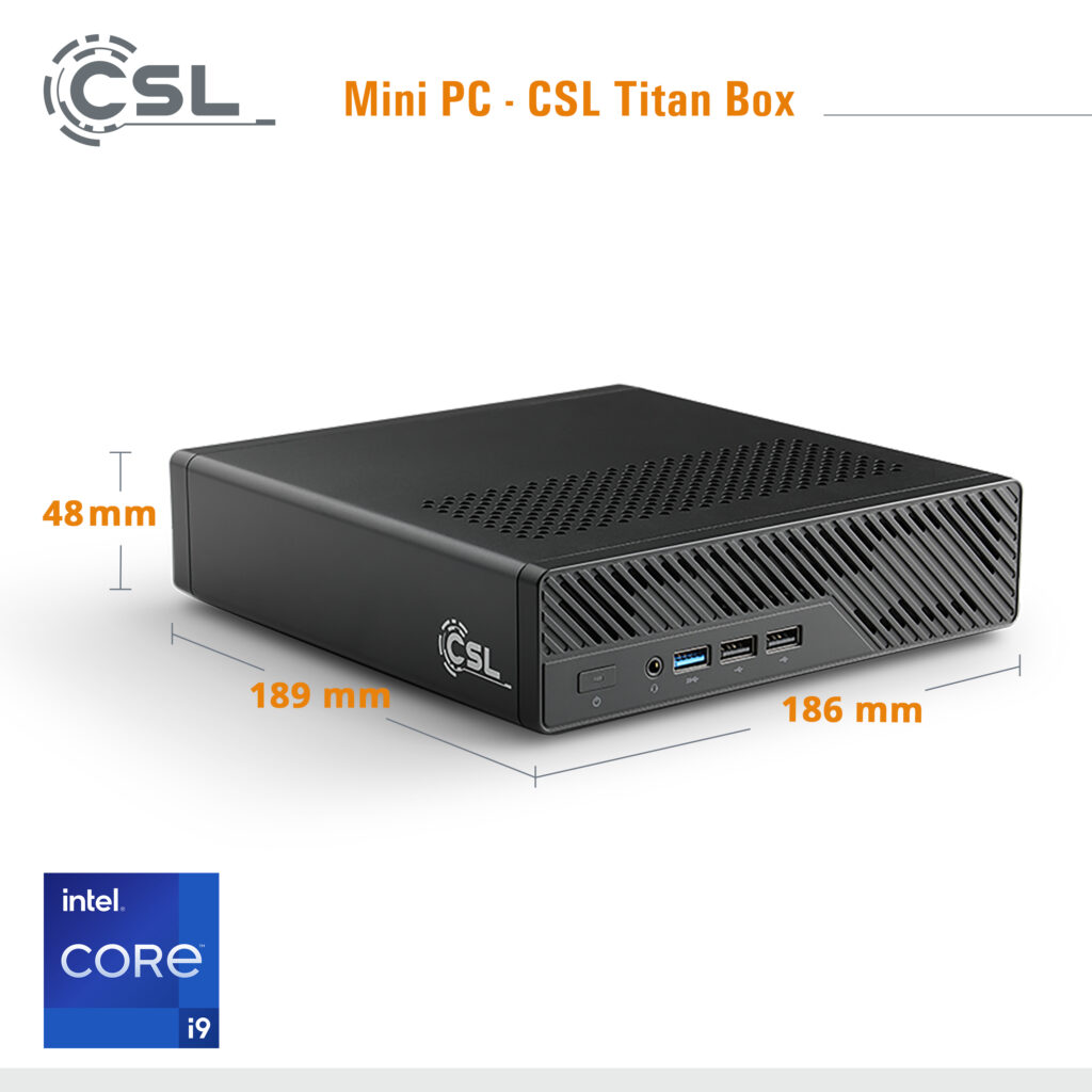 Maße der CSL TitanBox Core i9 Mini PC