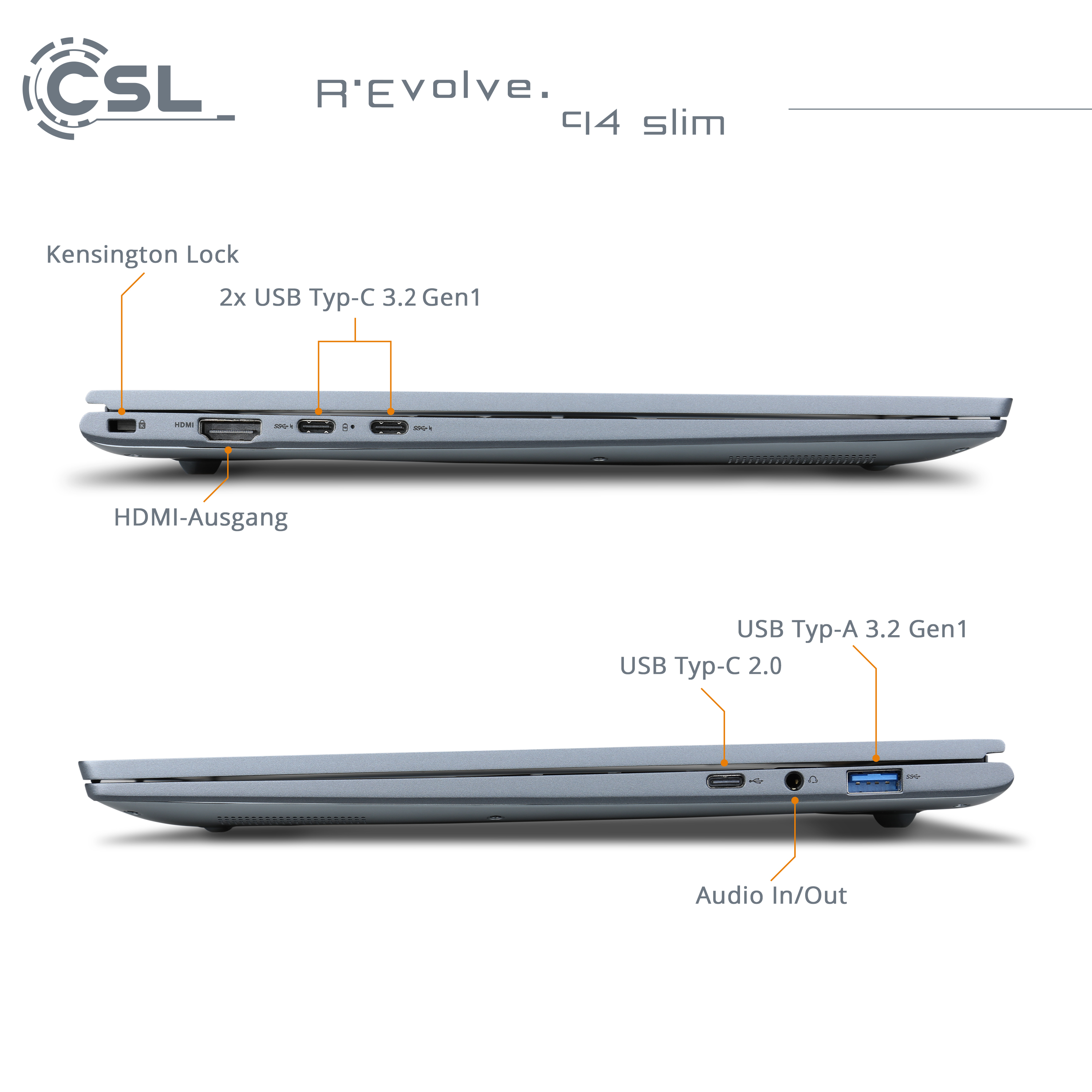R'Evolve C14 Slim Notebooks von CSL - kompakt, leicht, mobil