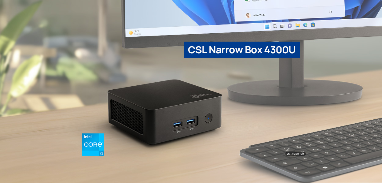 AMD Ryzen Mini PC CSL Narrow Box 4300U Headergrafik