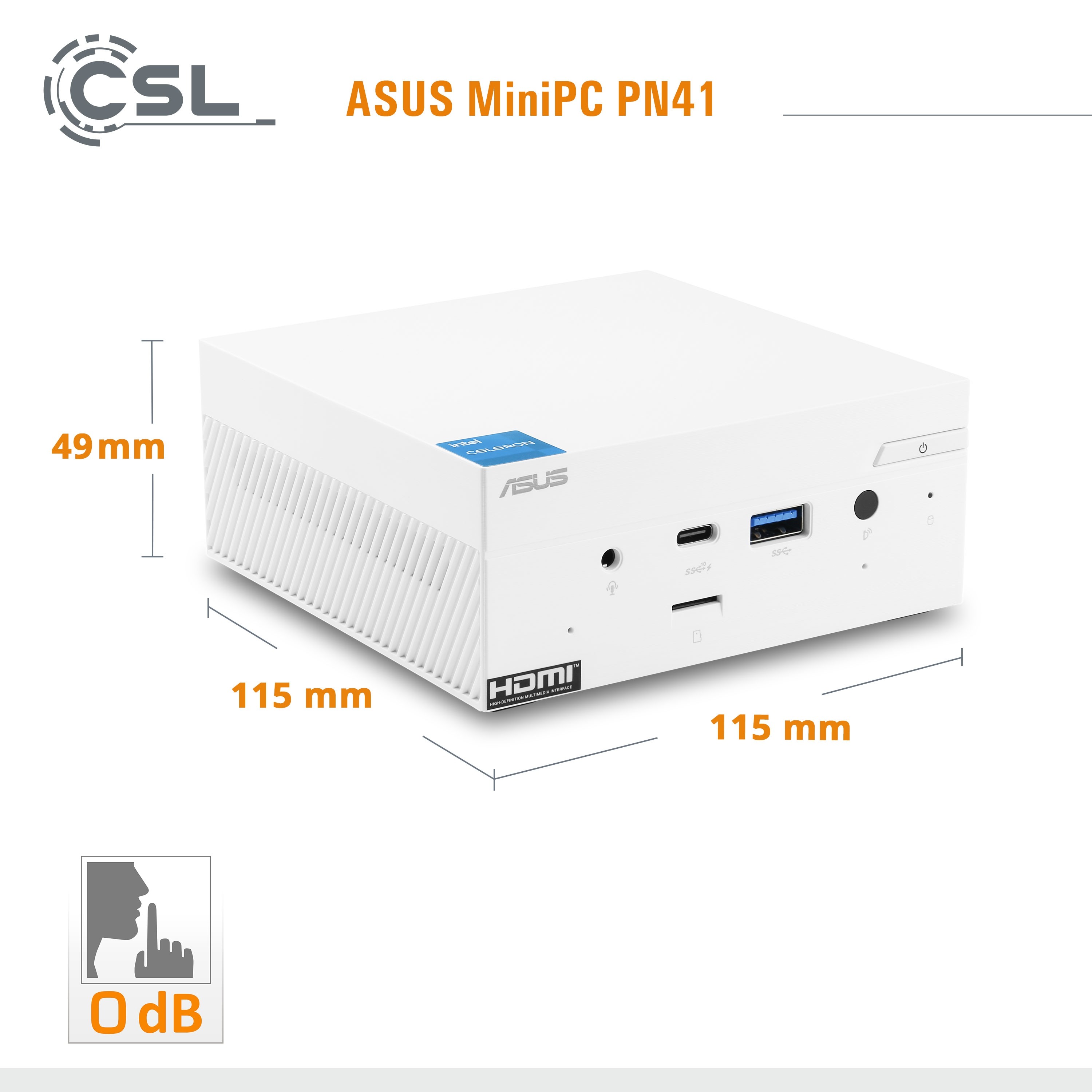 CSL Computer Mini PC ASUS PN41 white / Windows 11 Home / 4000GB+8GB