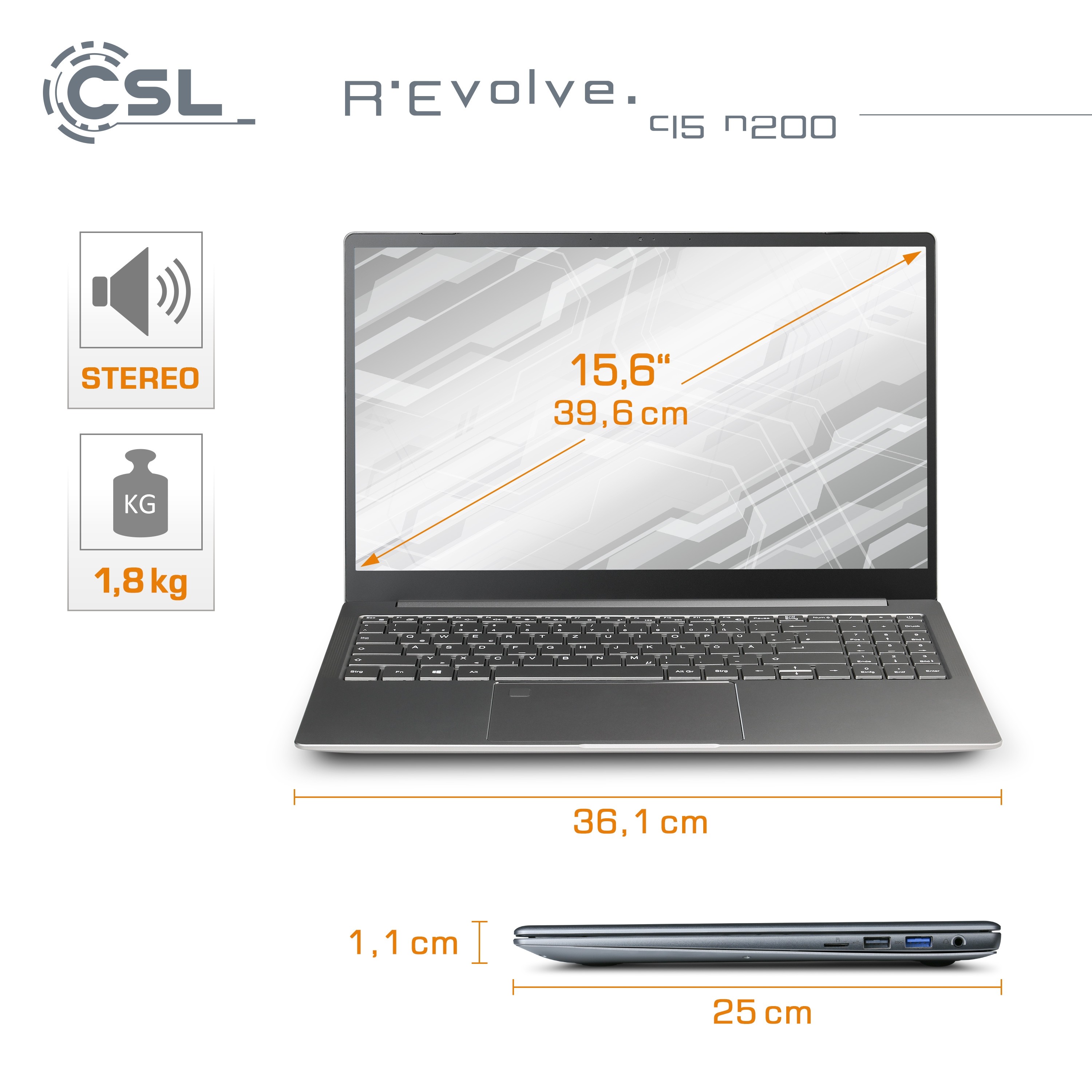 Notebook CSL R'Evolve C15 v3 / Windows 11 Home / 1000GB+16GB | CSL Computer