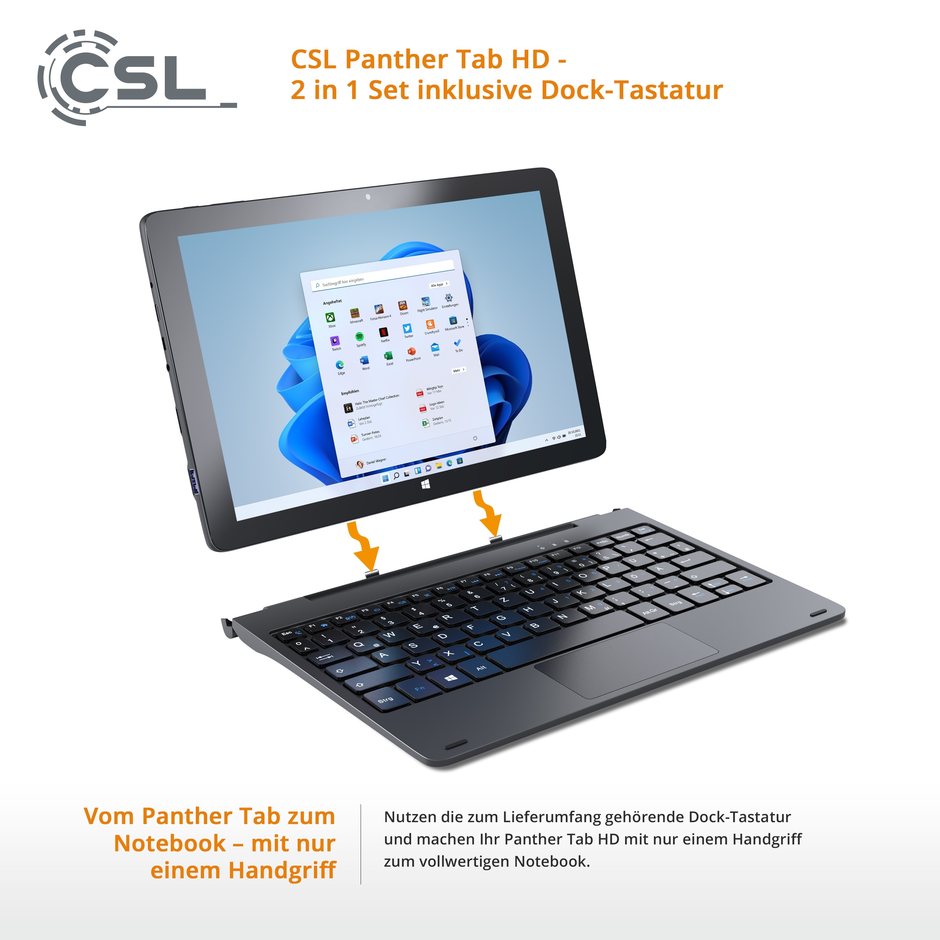 CSL Computer  CSL Panther Tab HD USB 3.1 / 256Go / Windows 11 Pro