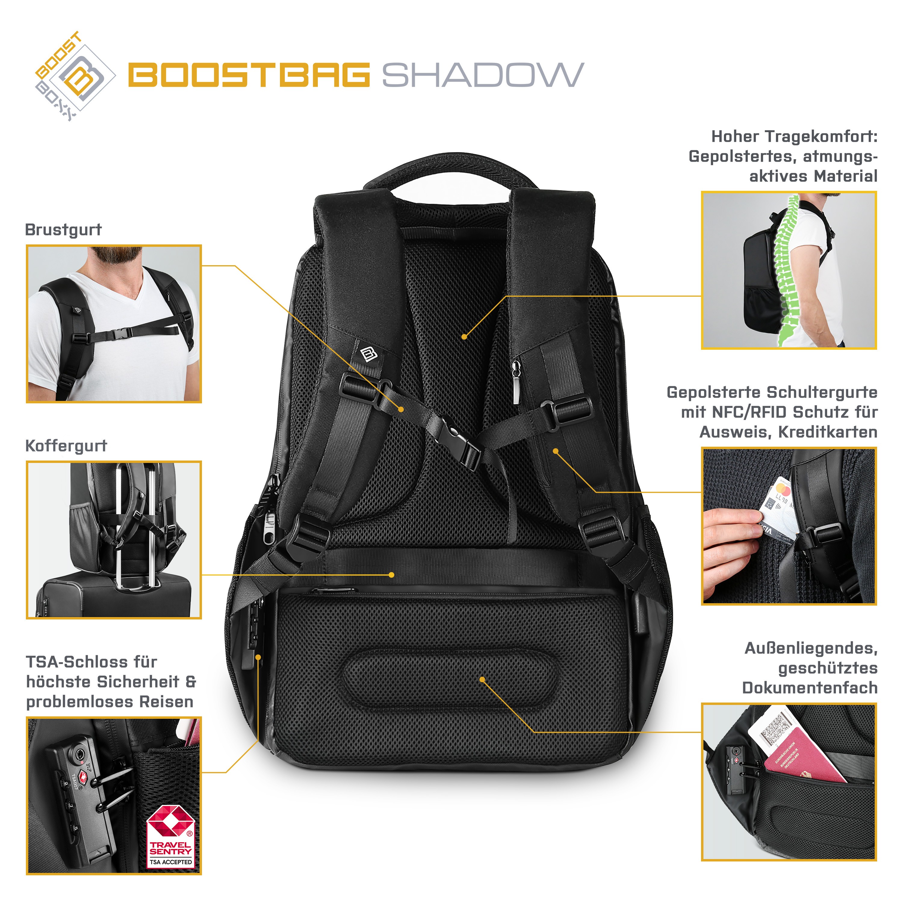 CSL Computer | BoostBoxx BoostBag Shadow - Notebook Backpack up to
