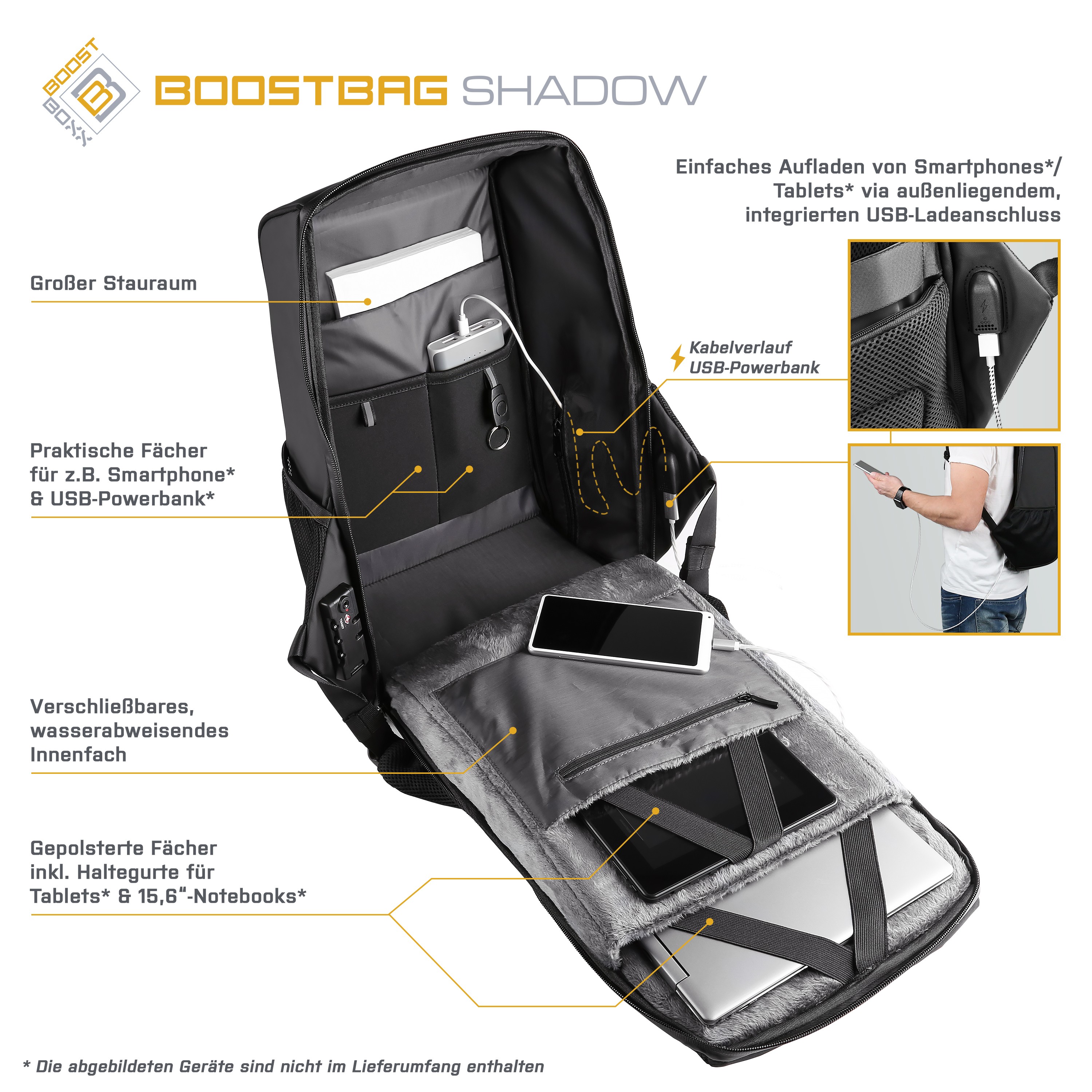 CSL Computer | BoostBoxx BoostBag Shadow - Notebook Backpack up to