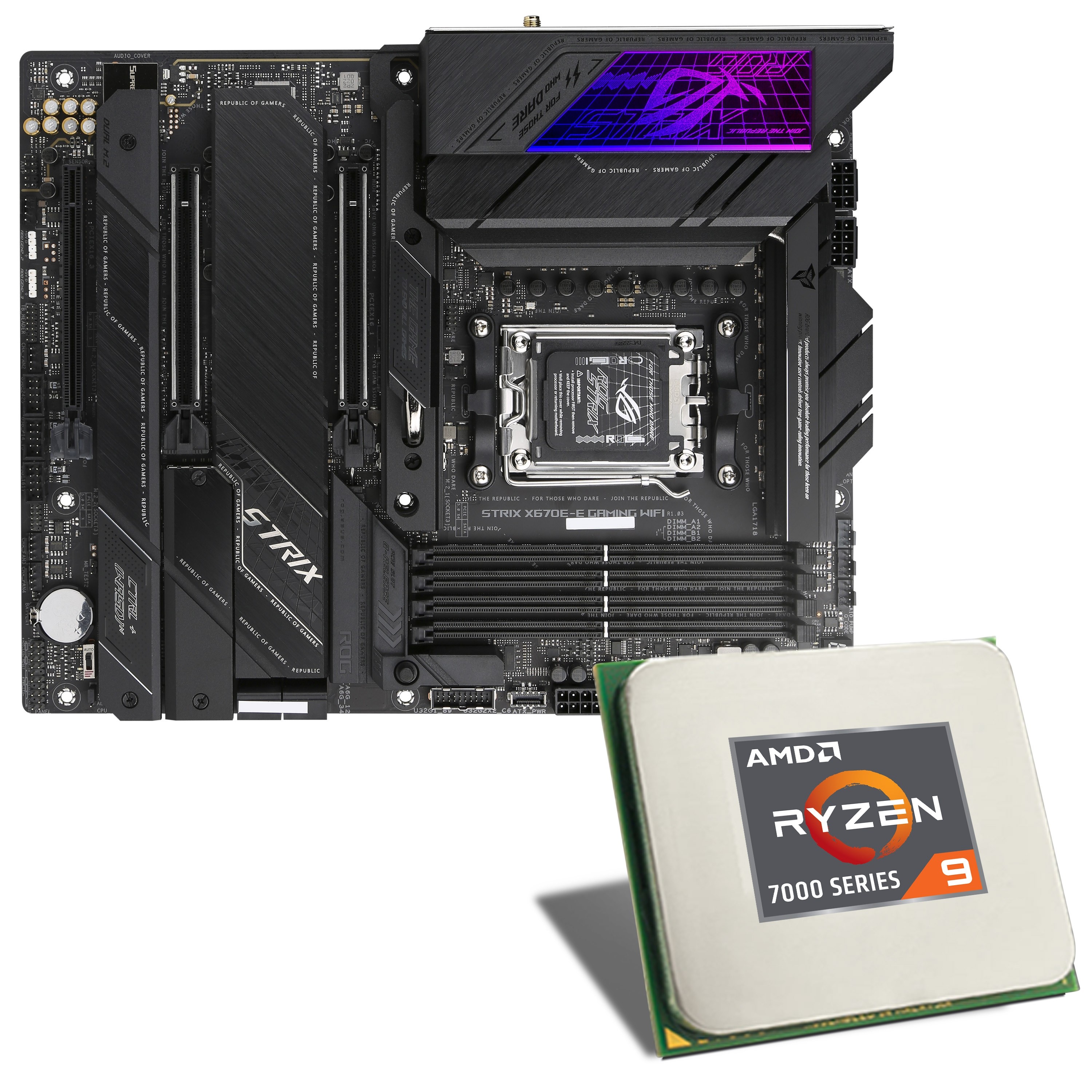 AMD Ryzen™ 7 7700X 8-Core, 16-Thread Unlocked Desktop Processor & ASUS TUF  Gaming X670E-PLUS WiFi AM5 Gaming Motherboard