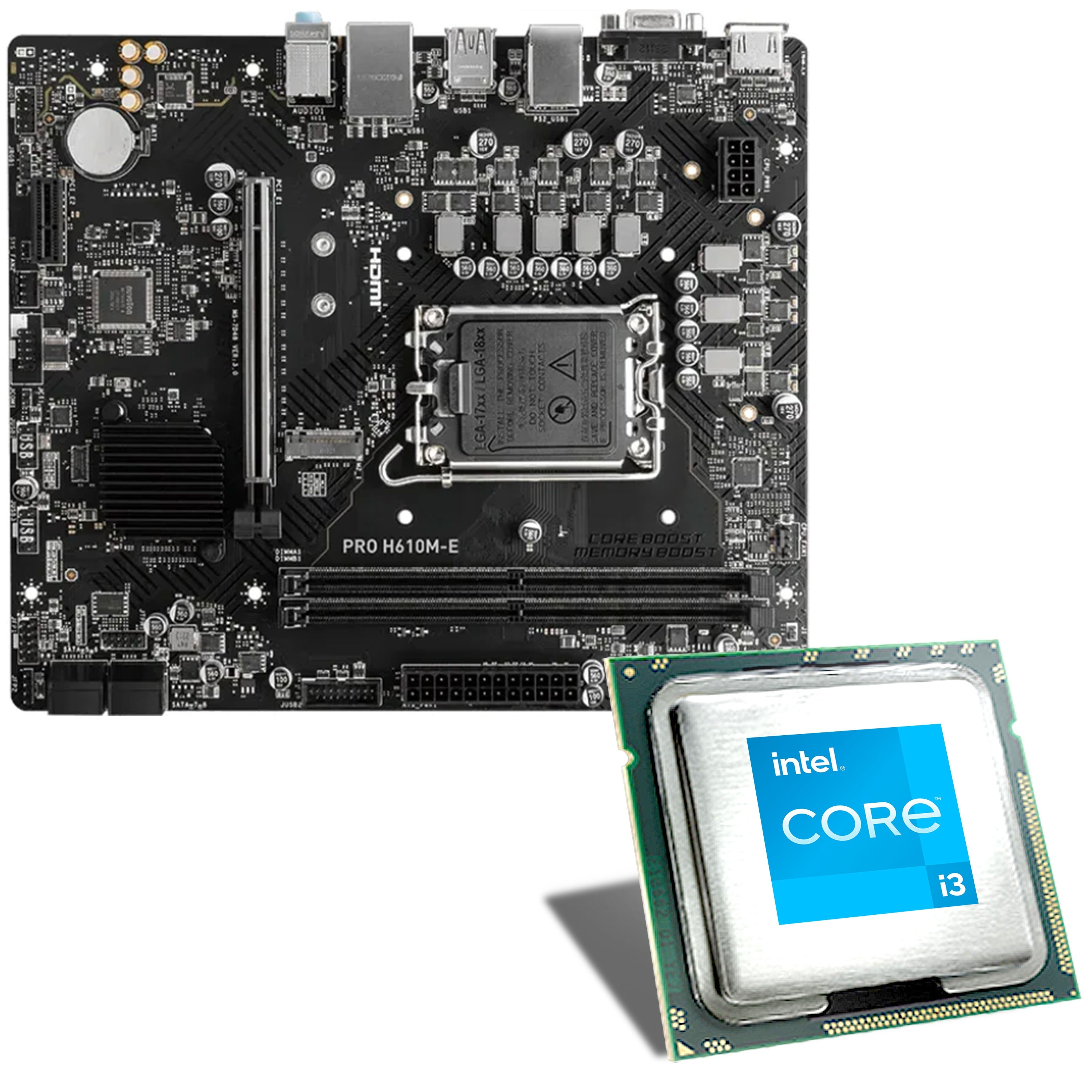 Intel Core i3 14100 MSI H610M E D5 DDR5 motherboard bundle