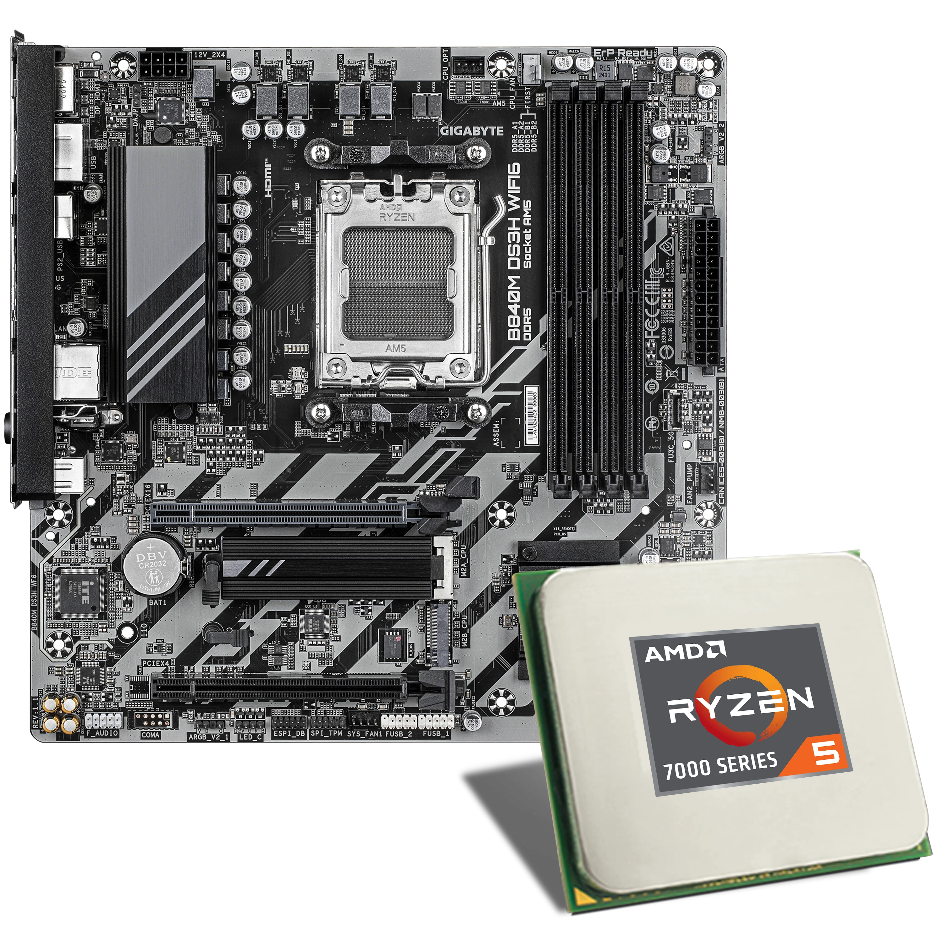 AMD Ryzen 5 7600X / GIGABYTE B840M DS3H WIFI6 motherboard bundle | CSL