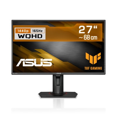 The ASUS TUF Gaming VG27AQ is a 27" WQHD gaming monitor with IPS panel and fast 165Hz refresh rate, designed for ambitious gamers and immersive gameplay.