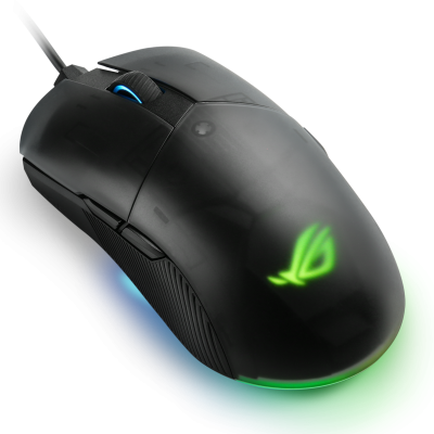 ASUS ROG Pugio II Gaming Maus mit bis zu 7.200 dpi Abtastrate, 8 Tasten und ASUS AURA Sync RGB.