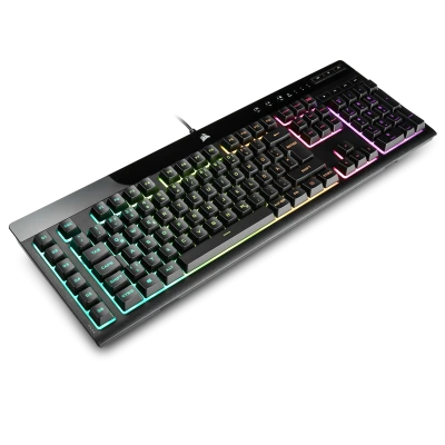 Corsair K55 Tastatur &ndash; mit 3-Zonen-RGB-Beleuchtung, programmierbaren G-Tasten, Multimedia-Hotkeys, Anti-Ghosting, Rollover-Funktion, Handballenauflage