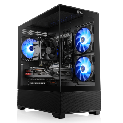 Gaming PC with AMD Ryzen 7 8700F CPU, Radeon RX 9070 graphics and 32GB DDR5 RAM. Ideal for WQHD and suitable for 4K gaming.