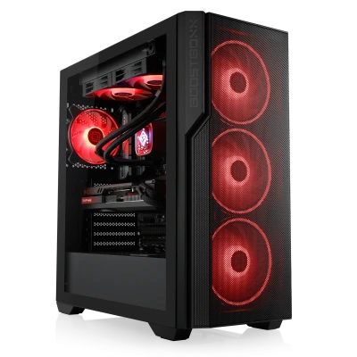 High-end 4K gaming PC with Ryzen 7 9800X3D, Radeon RX 9070 XT, 32 GB DDR5, and 1 TB NVMe SSD &ndash; maximum FPS for gaming and content creation.
