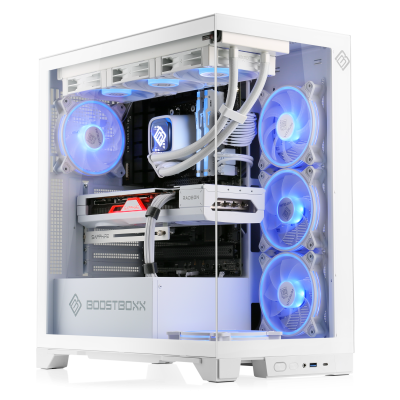 A first-class gaming PC with an elegant white RGB/hard glass design for the resolution range from WQHD to UHD 4K!
