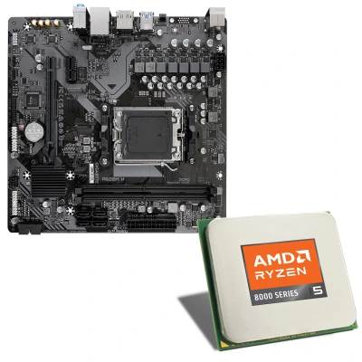 A powerful bundle of AMD Ryzen 5 8400F processor and Gigabyte&trade; A620M H motherboard.