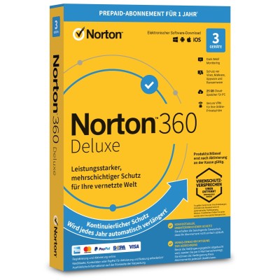 Norton Security Deluxe 360 ESD - 3 licenses (digital product key, 1 year, without subscription)