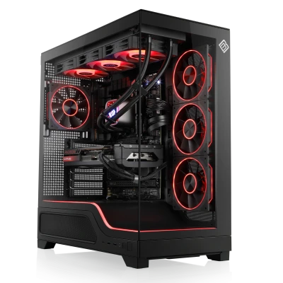 High-end 4K gaming PC with Ryzen 7 7800X3D, Radeon RX 9070 XT, 32 GB DDR5, and 1 TB SSD &ndash; maximum performance for gamers and creators.