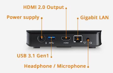 CSL Narrow Box Ultra HD Compact v5 Seitenansicht mit Anschlussbezeichnung