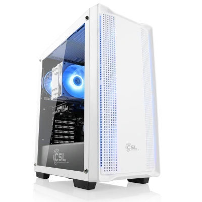 Un PC para juegos Full HD en un elegante dise&ntilde;o blanco con procesador AMD Ryzen 55500 y tarjeta gr&aacute;fica GeForce RTX 3050.