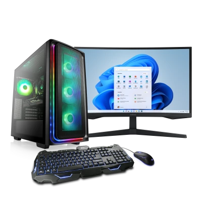 Un sistema completo de primera clase para juegos WQHD con procesador AMD Ryzen 7 y gr&aacute;ficos GeForce RTX 5060 Ti - incl. monitor de 27" 1440p.