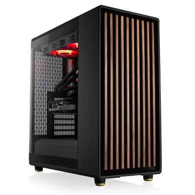 PC 4K de gama alta con dise&ntilde;o de madera de alta calidad: Potente rendimiento gracias al procesador Ryzen 7 9800X3D y la tarjeta gr&aacute;fica GeForce RTX 5080.