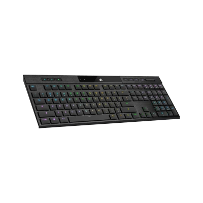 Corsair Gaming K100 RGB Air Wireless Mechanical - con iluminaci&oacute;n RGB, teclas de acceso r&aacute;pido multimedia, anti-ghosting, funci&oacute;n rollover, reposamu&ntilde;ecas