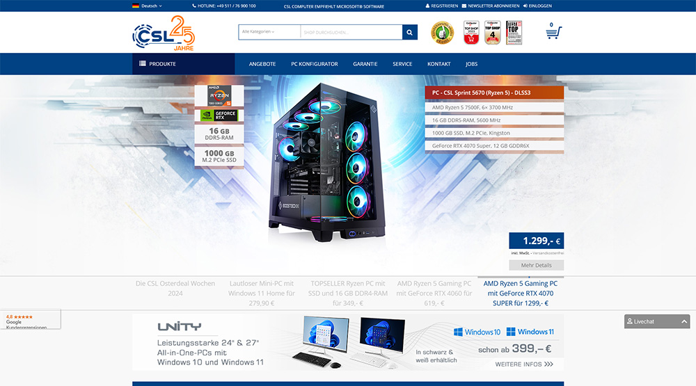 Página web de CSL Computer