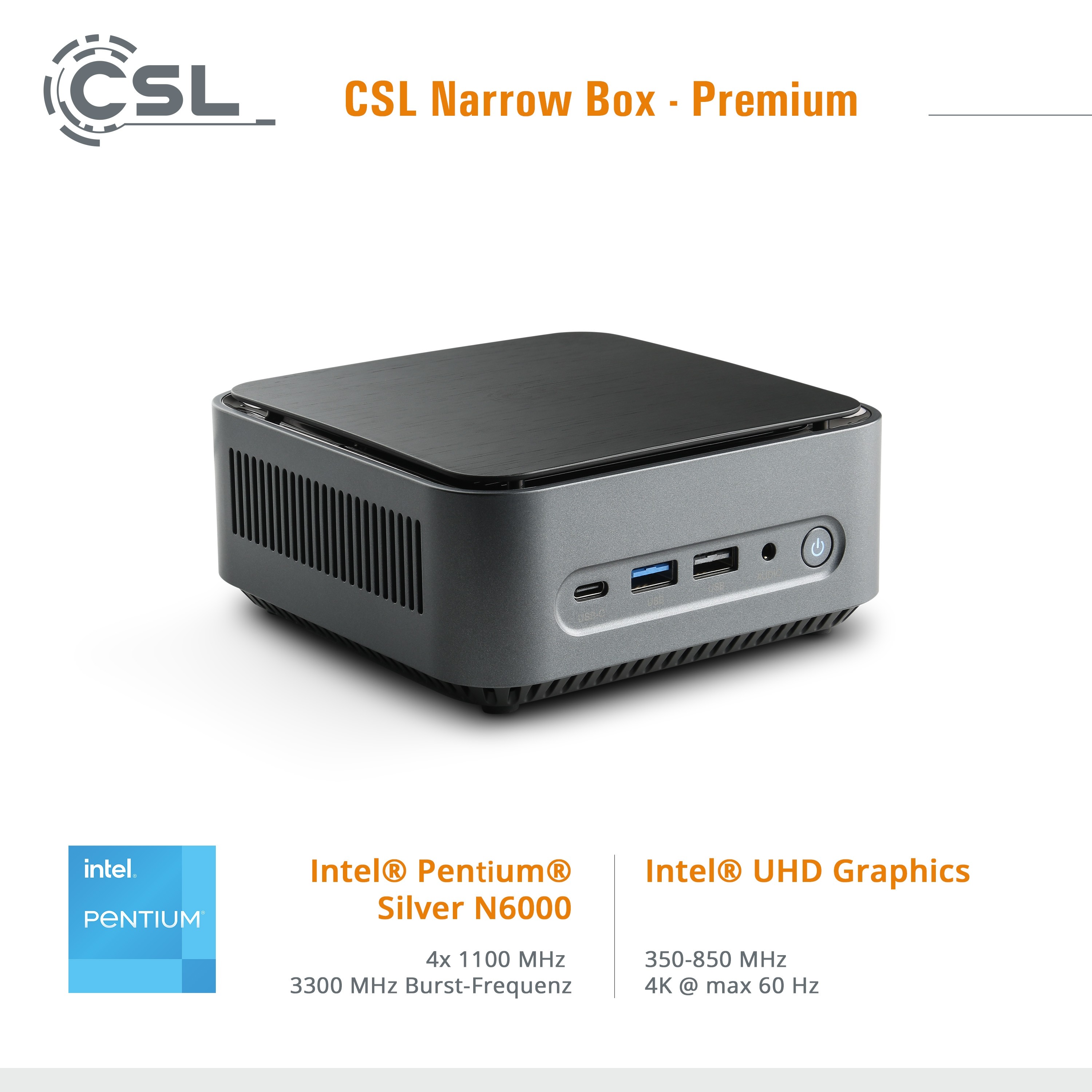 Mini PC CSL-COMPUTER Narrow Box Ultra HD Compact v4