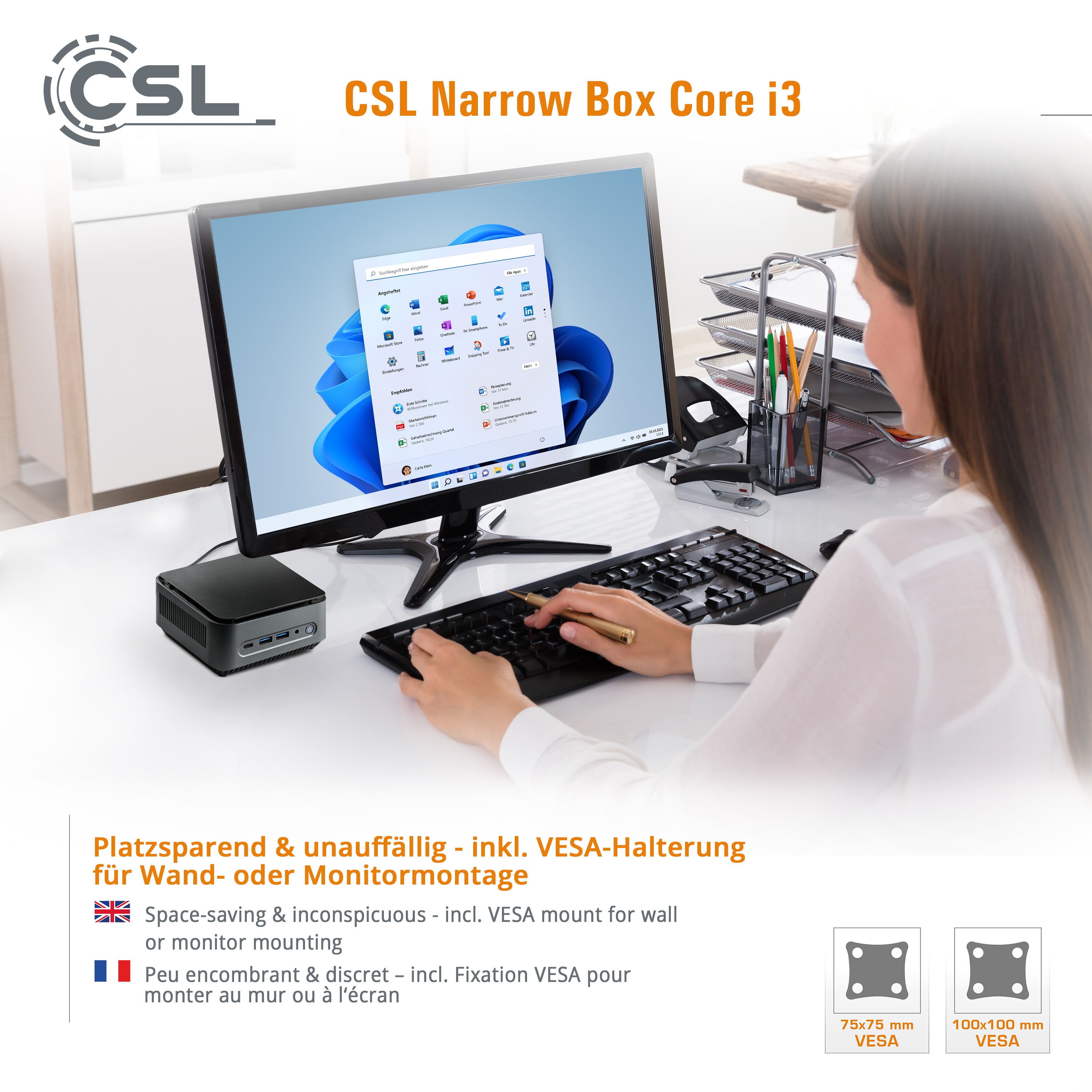 CSL Computer | Mini PC - CSL Narrow Box Core i3 / Windows 11 Famille ...