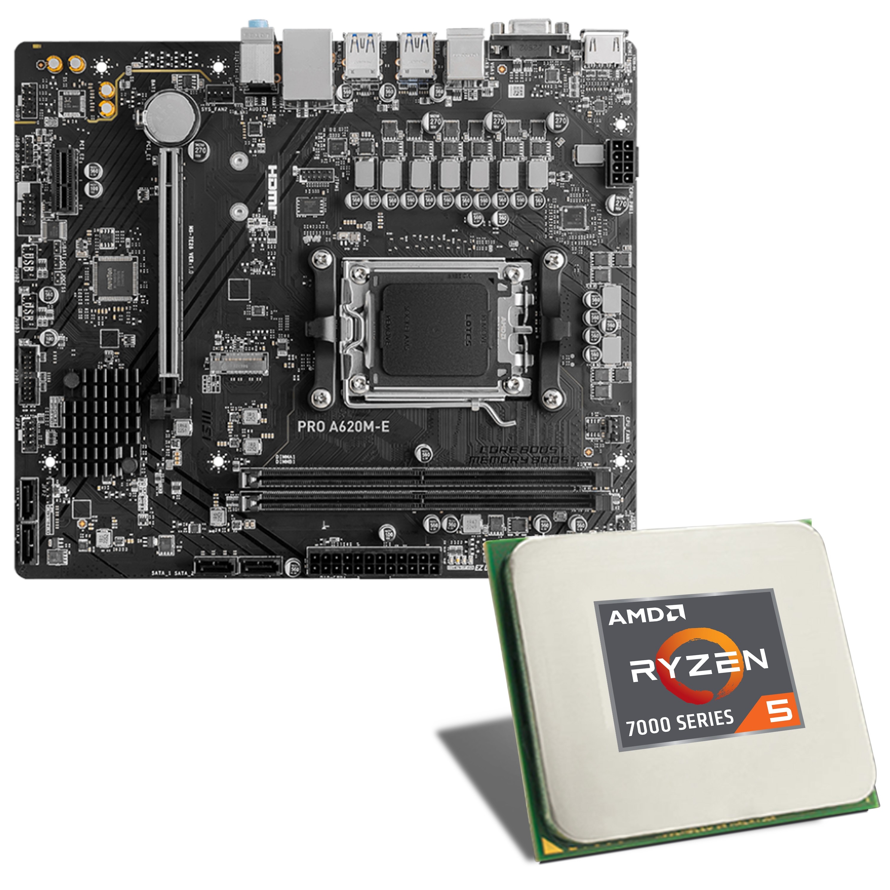 CSL Computer  Carte mère AMD Ryzen 5 7500F / MSI Pro A620M-E Bundle