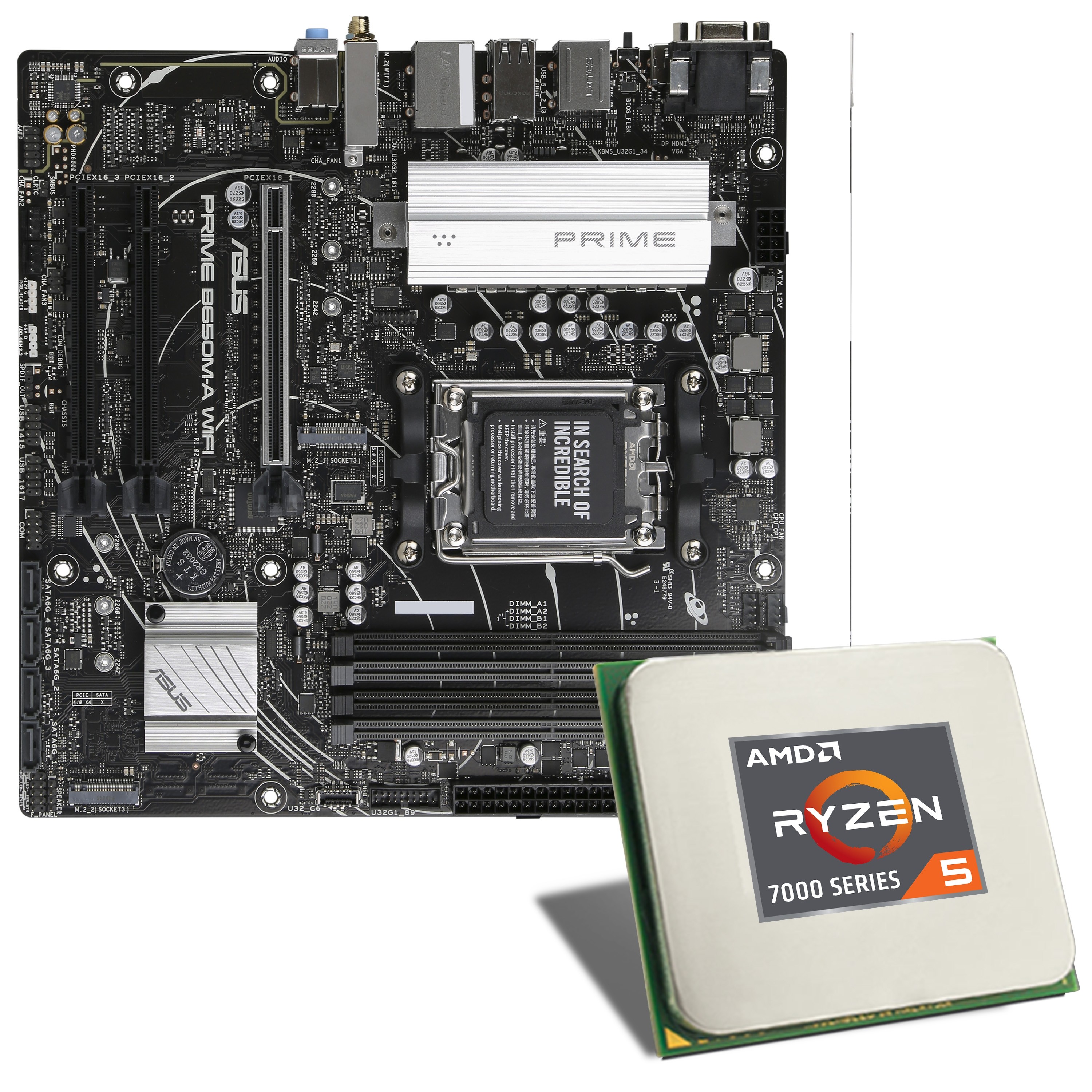 CSL Computer  Carte mère AMD Ryzen 5 7600X / ASUS PRIME B650M-A