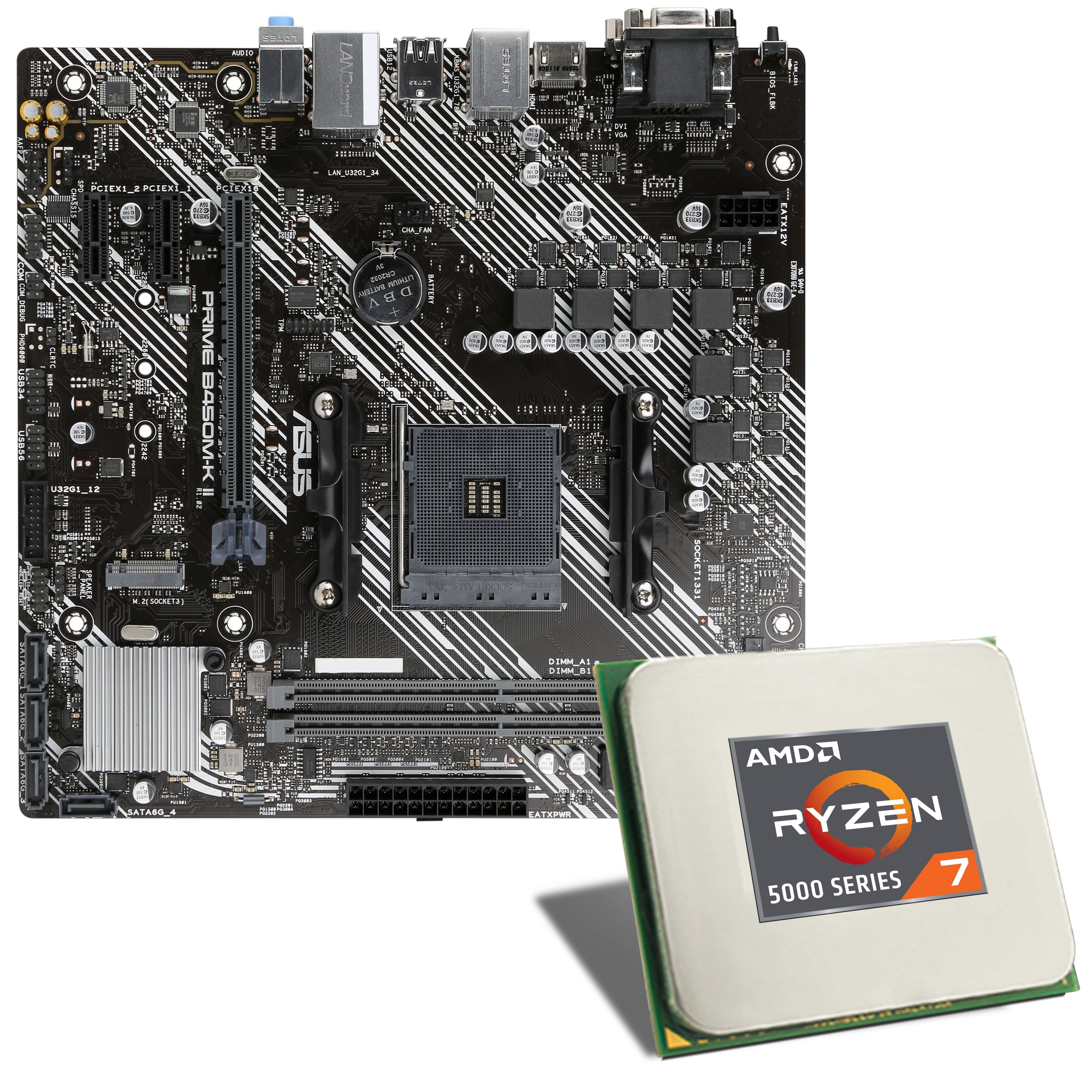 CSL Computer  Carte mère AMD Ryzen 7 5700X / ASUS PRIME B450M-K