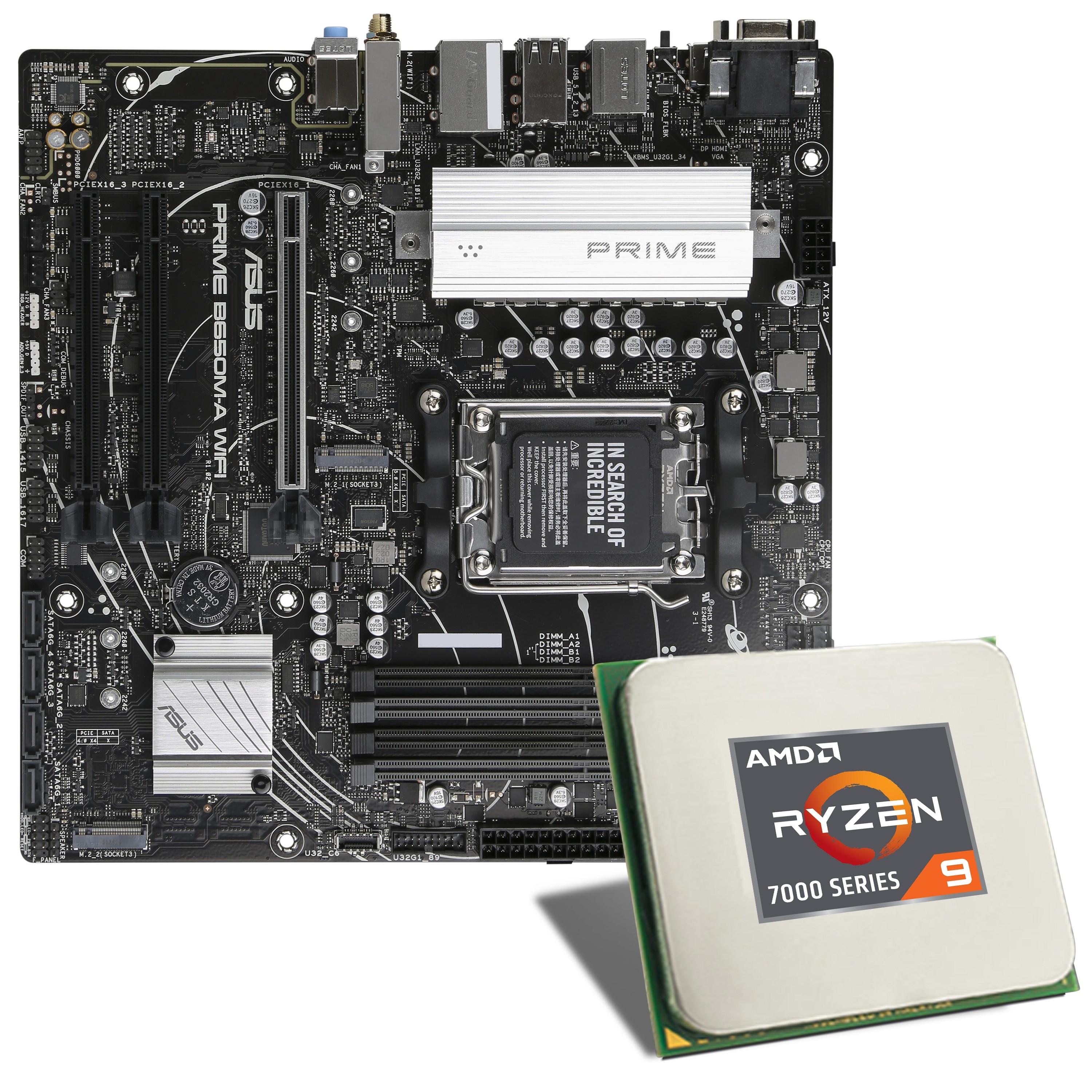 Carte mère AMD Ryzen 9 7900 / ASUS PRIME B650M-A WiFi Bundle