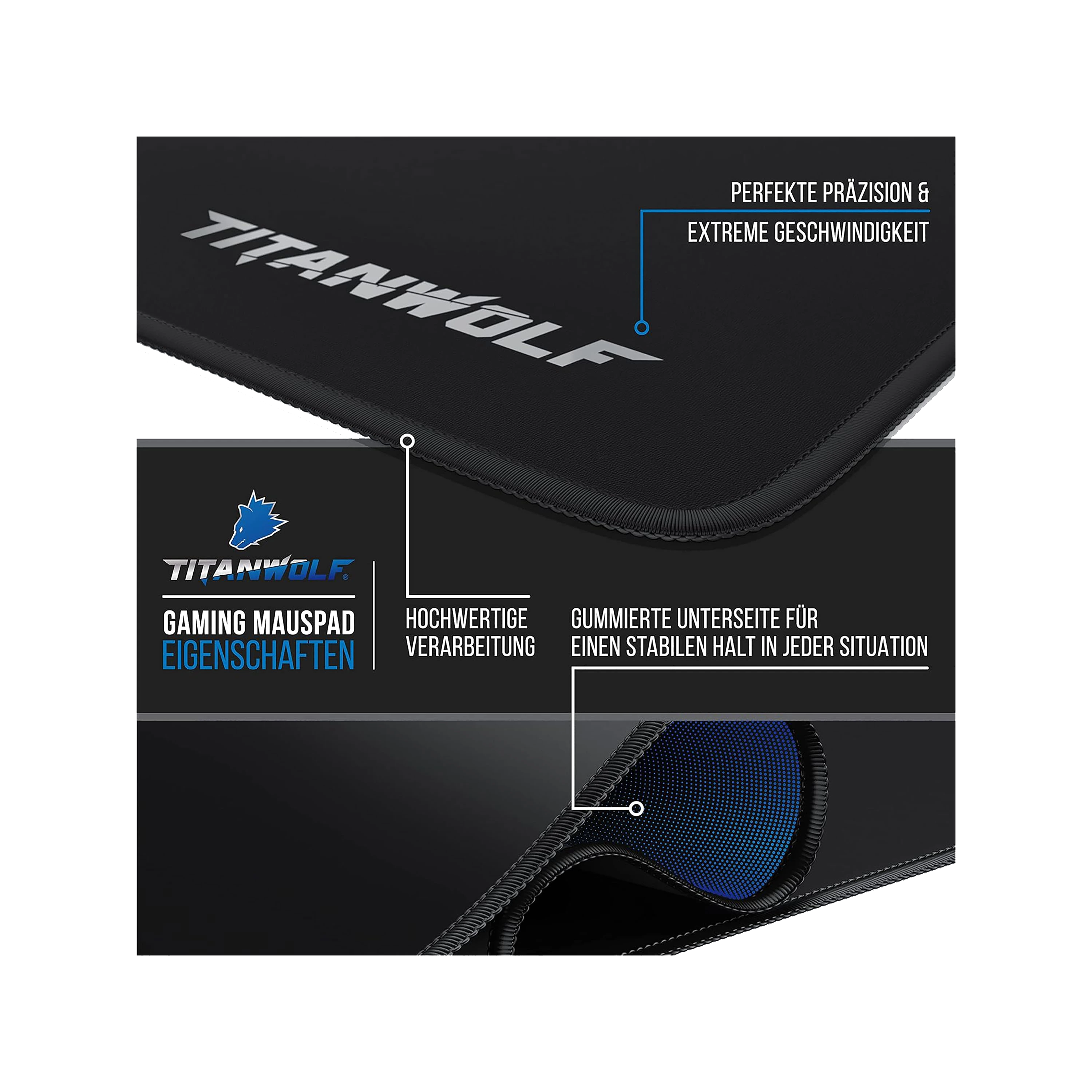 Titanwolf - Tapis de Souris de Gaming XXL 900 x 400 mm - Grand Tapis de Titanwolf - Tapis de Souris de Gaming XXL 900 x 400 mm - Grand Tapis de