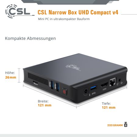 CSL Computer  Mini PC - CSL Narrow Box Ultra HD Compact v5