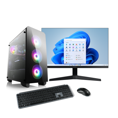 Un équipement complet et puissant pour le jeu, l'édition de médias et le bureau à domicile - avec PC Intel Core i5 y compris RTX 4060 et écran Samsung Full HD 27".