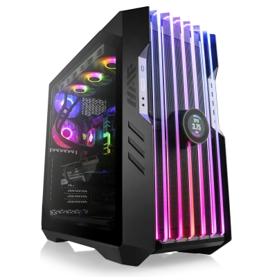 Un PC de jeu haut de gamme avec processeur Intel Core Ultra, GeForce RTX 5090 &amp; 64 Go de RAM pour des performances haut de gamme.