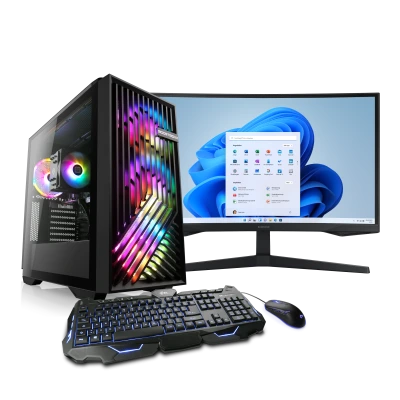 Un PC puissant avec AMD Ryzen 7 8700G, 32 Go de RAM, Windows 11 Home et un &eacute;cran WQHD 27" - id&eacute;al pour les jeux et le streaming vid&eacute;o.