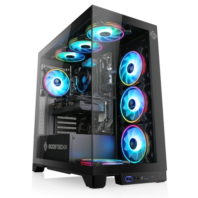 Un PC de jeu AMD Ryzen 7 avec une puissante puissance graphique GeForce RTX 5070 dans un design styl&eacute; RGB/verre - taill&eacute; sur mesure pour des FPS satur&eacute;s.
