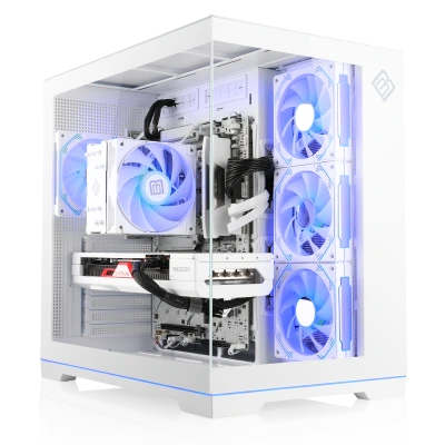 Le PC gaming WQHD Sprint H5750 avec processeur Ryzen 7 et carte graphique Radeon RX 9060 XT est livr&eacute; pr&ecirc;t &agrave; l'emploi avec Windows 11 pr&eacute;install&eacute;.