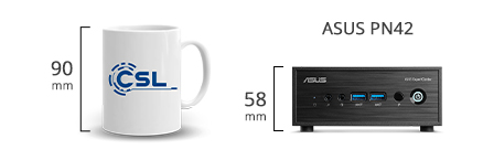 Comparaison de taille entre la tasse et le mini-PC