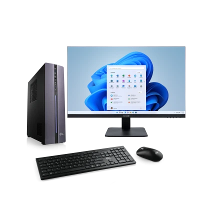 PC completo di monitor, tastiera, mouse e Windows 11, Intel Core Ultra 5, RAM DDR5 e veloce SSD NVMe.