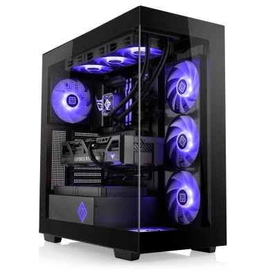 Un potente PC da gaming di fascia alta con processore AMD Ryzen 7 9850X3D, ben 96 GB di RAM DDR5 e una scheda grafica GeForce RTX 5090.