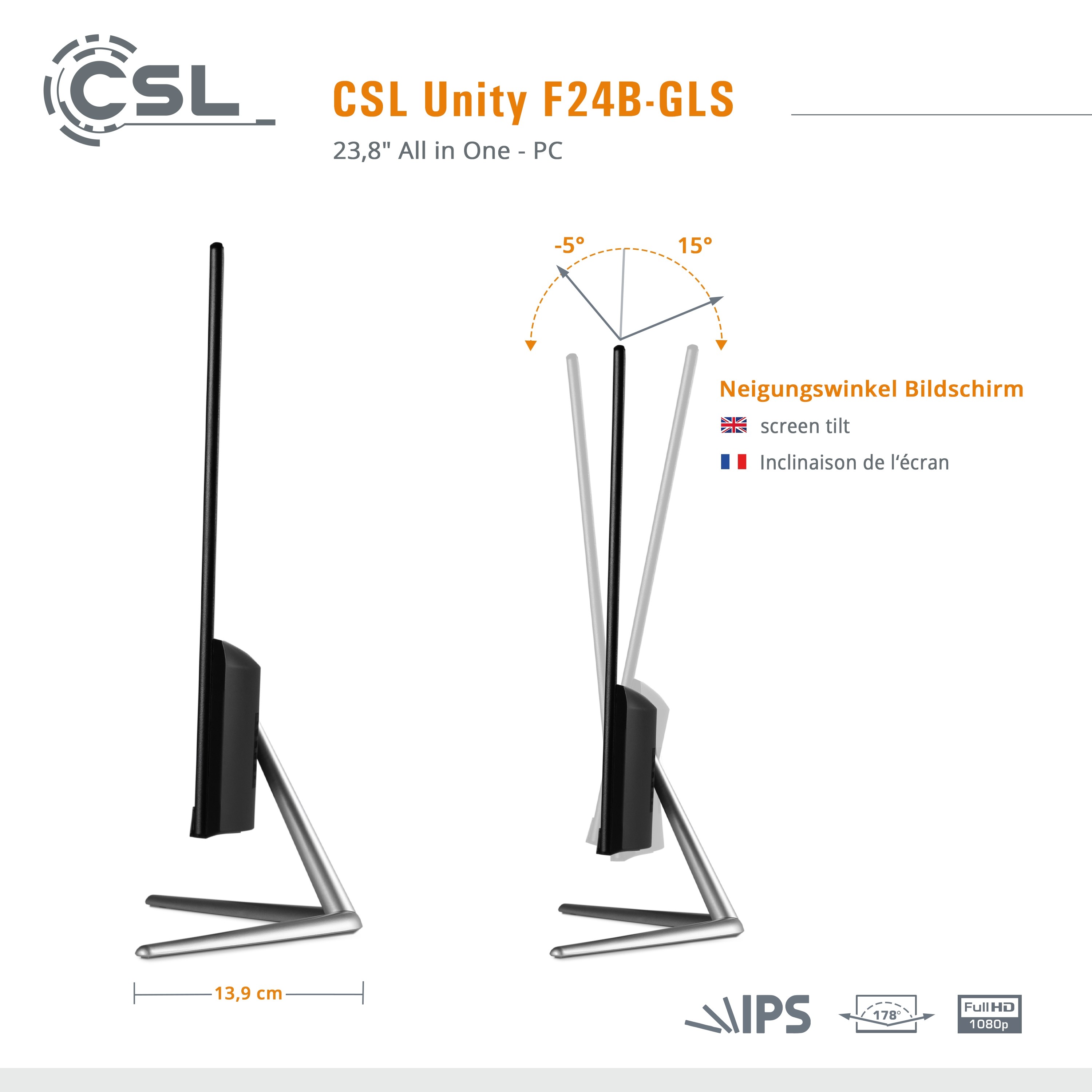 CSL | F24B-GLS 512 RAM All-in-One-PC / / GB 16 / Home Computer Win Unity 11 CSL GB B-Ware -