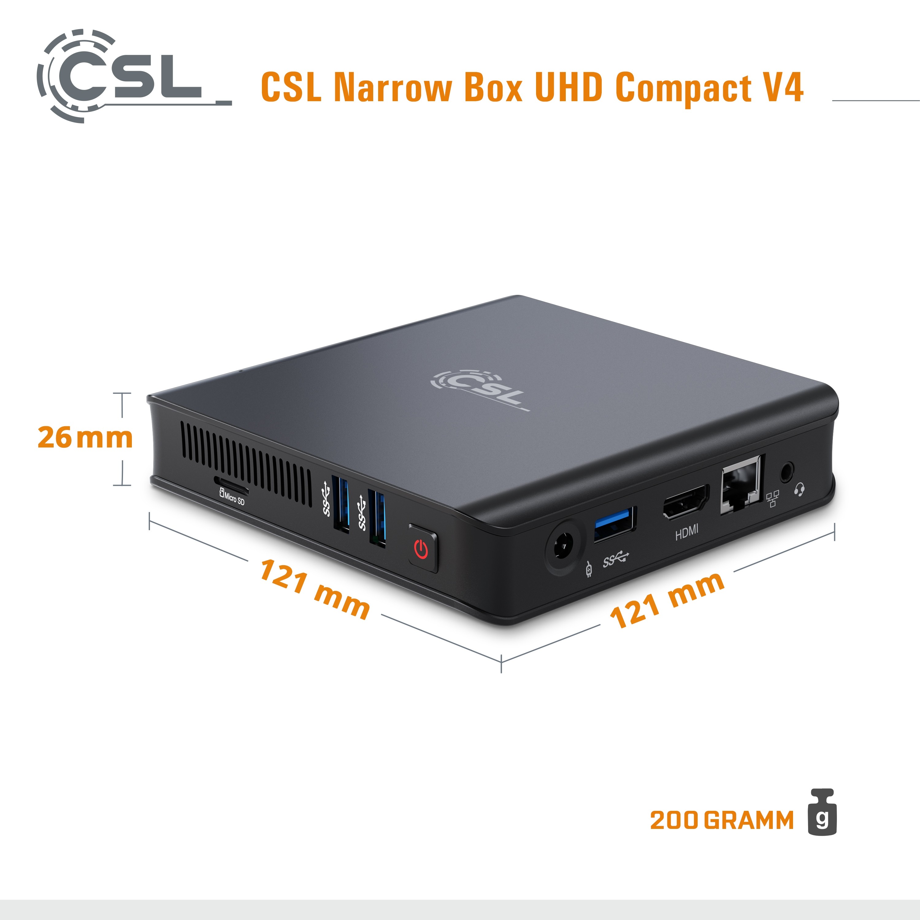 Eine große Auswahl an Produkten! CSL Computer | / Box v4 Home Narrow - PC Ultra HD 10 Windows Mini Compact CSL
