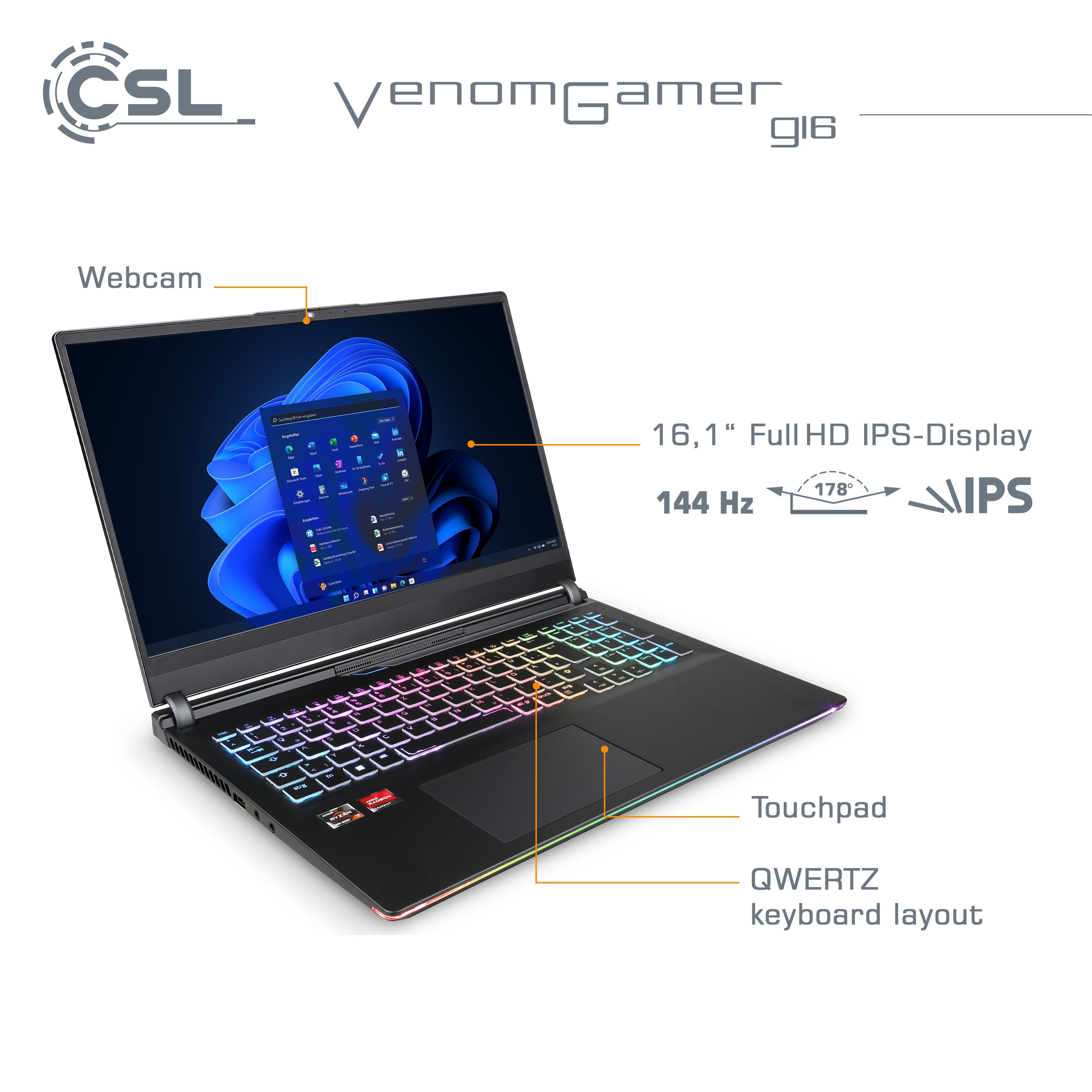 CSL Computer Notebook CSL VenomGamer G16 16GB 1000GB