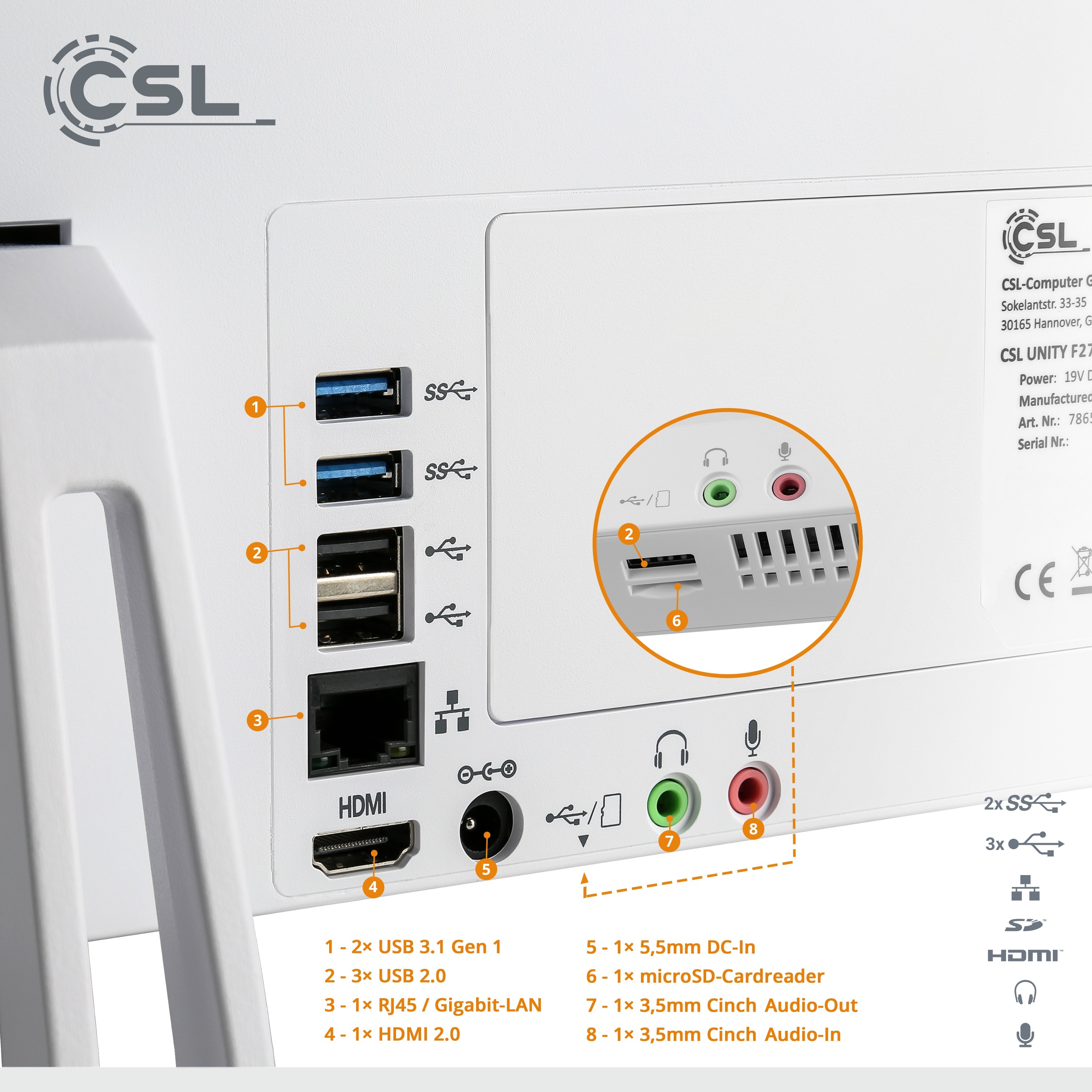 CSL Computer | 8 CSL / 256 Win F27W-GLS 10 Unity / B-Ware GB Home RAM All-in-One-PC - / GB