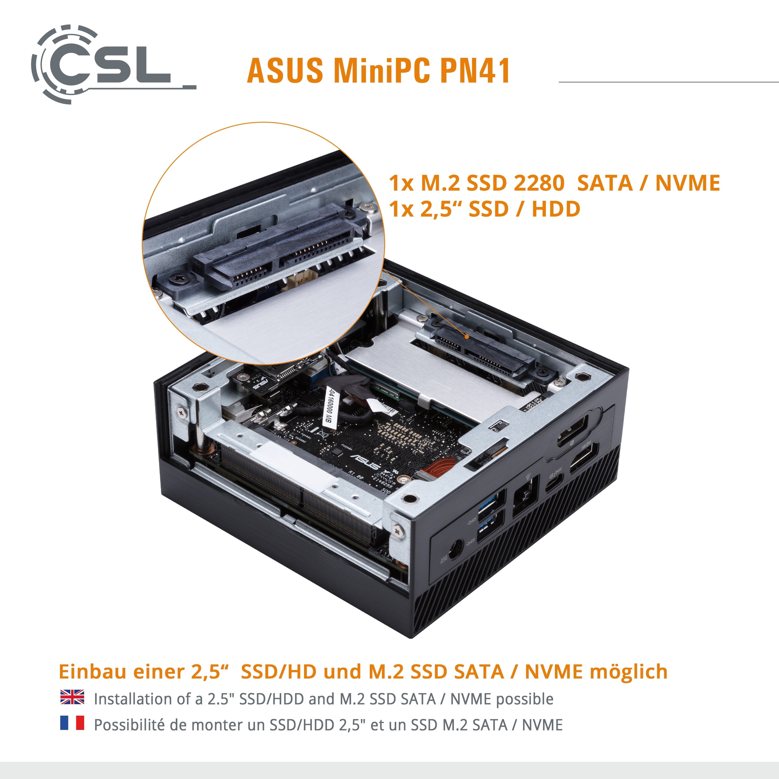 CSL Computer  Mini PC - ASUS PN41 weiß / Windows 11 Home / 4000GB+8GB