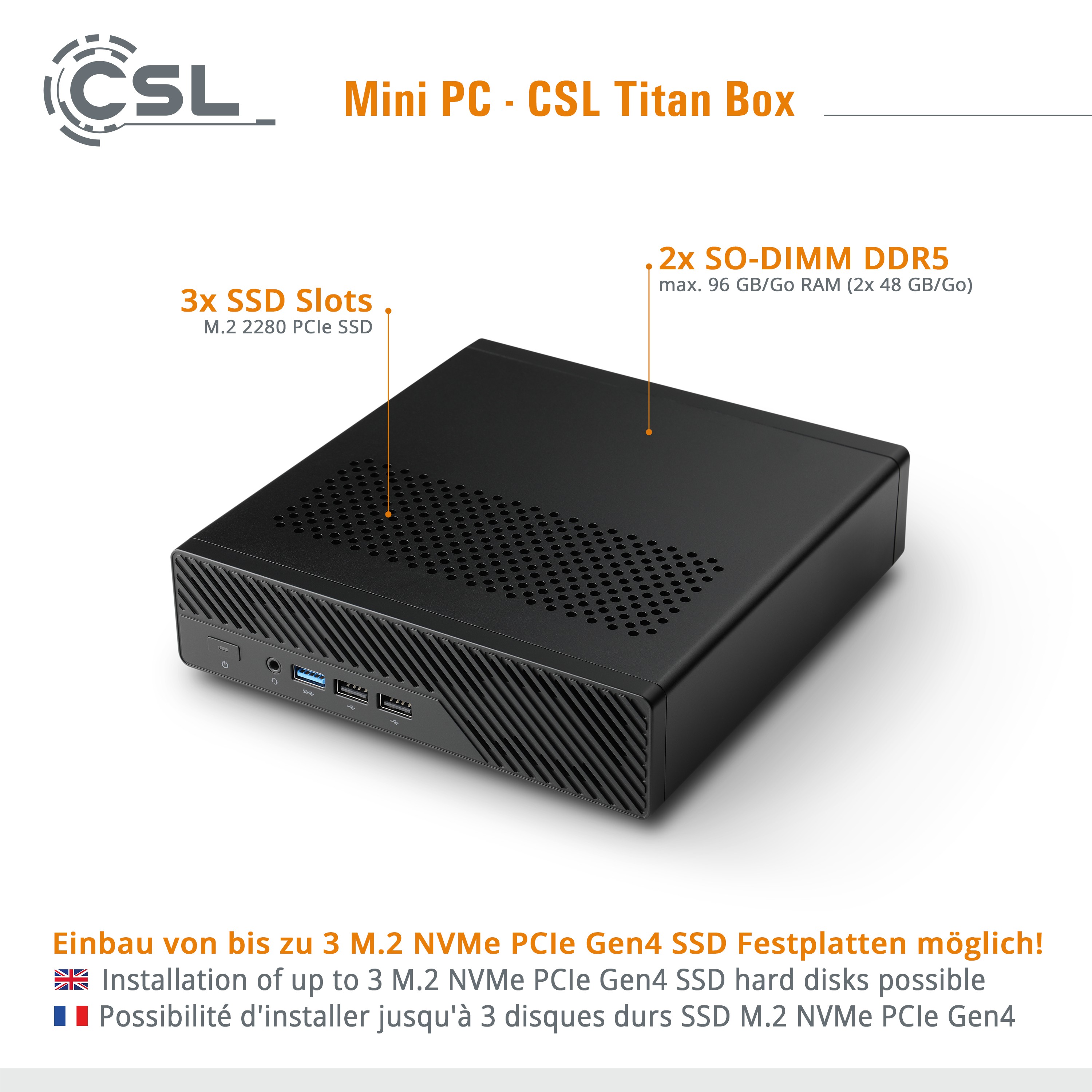 Mini PC CSL TitanBox i912900H / Windows 11 Home / 1000GB+96GB CSL